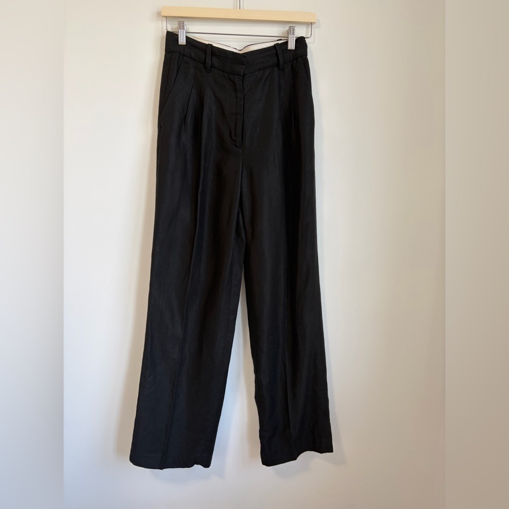 Aritzia Black Linen Effortless Pant Size 4
